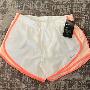 NWT Nike Women's Running Shorts in White with Neon Trim